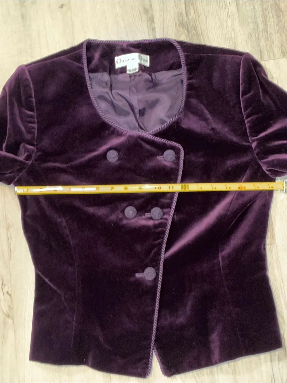 Christian Dior Plum Velvet Jacket Size 10 Asymmetrical Button Vintage